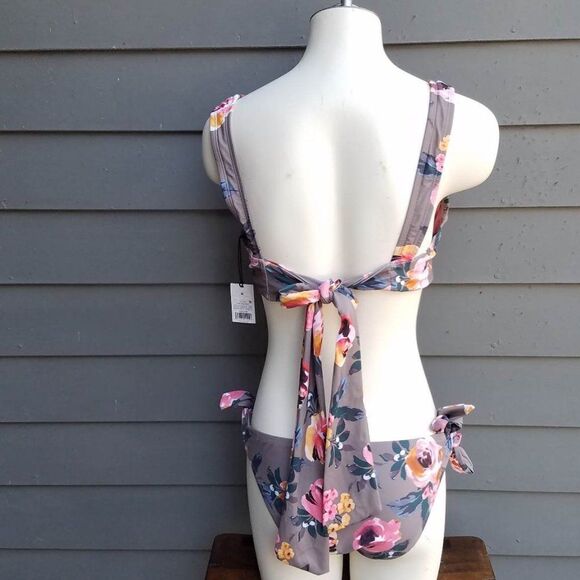 NWT Shade & Shore Taupe Floral Bikini size Medium - Picture 8 of 15